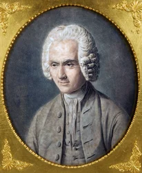 ジャン＝ジャック・ルソー（1712-1778）の肖像」アリックス、ピエール・ミシェル（1762-1817）によるもの。アクアチント、サイズ：40,5x36、プライベート・コレクション