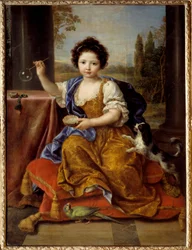 ルイーズ・マリー・ド・ブルボン、オルレアン公爵夫人マドモアゼル・ド・トゥール（1674-1681）の肖像 ピエール・ミニャール（1612-1695）による絵画 1692年 Sun.1,32x0,96 m