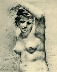 片腕を上げる女性の裸体、c1800、「マルグリット」、1943 年。