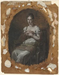 座っている若い女性