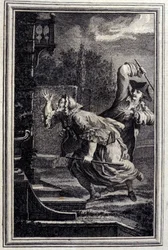Le Cucku, beaten, et content - Jean La Fontaineの「詩による物語と短篇集」の中で。1776.イラスト：P.P.Choffard