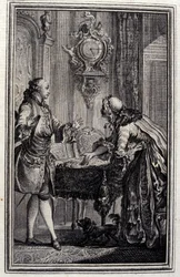 Le Gascon punished - Jean La Fontaineの "Tales et nouvelles en vers "にて。1776.挿絵はP.P.Choffard。
