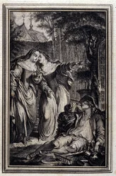 Mazet de Lamporechio - Jean La Fontaineの「詩による物語と短編」の中で。1776.イラスト：P.P.Choffard