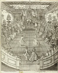 「ダンシング マスター」のイラスト、1734 年