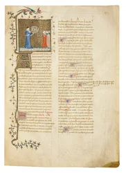1390年頃のジャンコルベションのフランス語訳におけるイギリス人バーソロミューによる「物性」のページ
