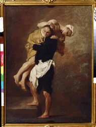 二人の人物。ピエール・シュブレイラス（1699-1749年）による絵画。油彩・カンヴァス、66 x 49 cm、1736年頃。18世紀フランス美術。モスクワ、プーシキン美術館。