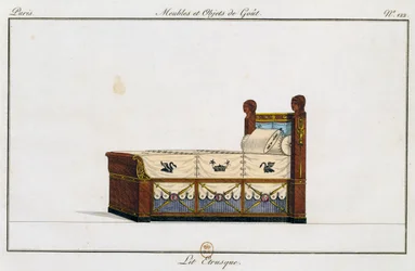 エトルリアのベッド、プレート122、「Collection de meubles et objects de gout（家具と嗜好品のコレクション）」の図版