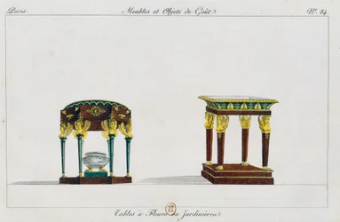 花のためのテーブルまたは花の台、皿84、イラスト「Collection de meubles et objects de gout（家具と趣味の品々のコレクション）」より