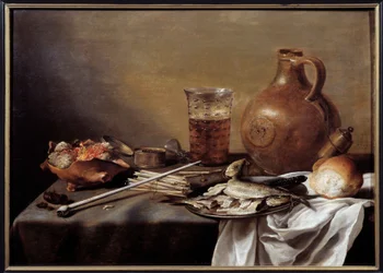 魚のいる静物画 ピーテル・クレス（1597-1661）作 1644年 薄さ0.59 x 0.82 m ナント、ボザール美術館
