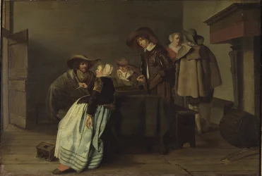 コッド、ピーテル（1599-1678）の「Une conversation - A Conversation」。油彩・キャンバス