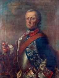 Frederic the Greatとして知られるプロイセンのFrederic II - Pieter Frederik De la Croix（1709-1782）によるプロイセンのフリードリヒ2世の肖像（1712-1786）、 - キャンバスに油彩、51x39 - 個人コレクション