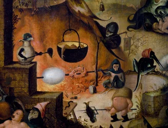 地獄、最後の審判の詳細、約1554年、ピーテル・ヒュース（約1520年～1584年）の絵画、パネルに油彩
