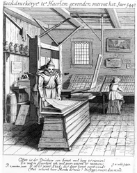 ローレンスのバインダリーJanszoon Koster、「ハーレムの賞賛の説明」より、1628年に出版
