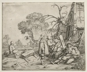 兵士のいる風景、1626年。