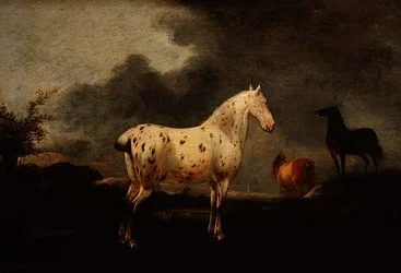 ダップルグレイの馬のいる風景」1670年頃（パネルに油彩