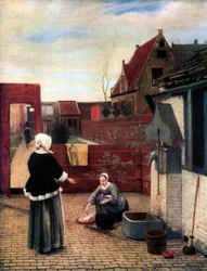 中庭での女性と彼女のメイド、c1660-1661、1933