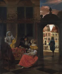 Hooch, Pieter, de (1629-1684) 中庭での音楽会 油彩・キャンバス 1677年 ナショナル・ギャラリー、ロンドン 83,5x68,5