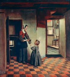 パントリーの子供を持つ女性、c1660