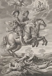 プレート 10: 馬に乗ったハンガリー国王とフェルディナンド、ギリエルムス ベカヌスの「Sere...」より、1636 年。