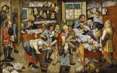 Le Paiement de la dime - The Payment of the Tithes ( known as Village Lawyer) - Peinture de Pieter Brueghel the Younger (Le jeune ou Brueghel d