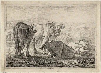 ドイツ語：Drei Rinder und ein schlafender Hirte
フランス語：Les boeufs
3頭の牛と眠る羊飼い