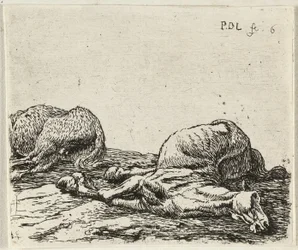 ドイツ語：Zwei tote Pferde
フランス語：Les deux chevaux morts
二頭の死んだ馬