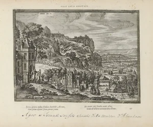 Landschap met de verdrijving van Hagar en Ismaël ドア アブラハム ルクスの養子 (オブジェクトのタイトル) 両約聖書の聖印と主な歴史（旧約聖書）（連載タイトル） 本の絵と図（連載タイトル）