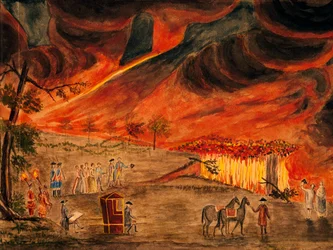 1771年5月11日の噴火でベスビオ火山を訪れたシチリア王家の人々、ピエトロ・ファブリス（1740-1792）作、イタリア