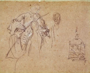 ヴァイオリン奏者 Pietro Longhi (1702-1785) によるドローイング Venice, Musee Correr