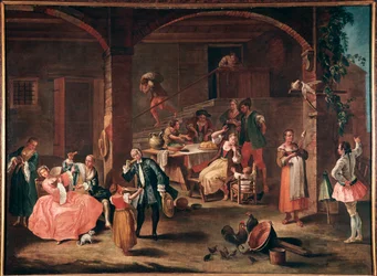 La merenda in campagna（田舎のおやつ） Pietro Longhi（1702-1785）による絵画 1750年頃 薄手 96x131 cm Venice, Ca