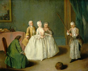料理鍋のゲーム、c。 1744年。
