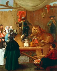 ライオンの小屋 ピエトロ・ロンギ（1701-1785）作 油彩・キャンバス 62x51cm