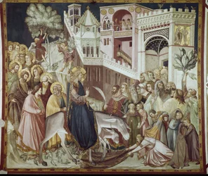 キリストのエルサレム入城 - ピエトロ・ロレンツェッティ（1280-1348）のフレスコ画
