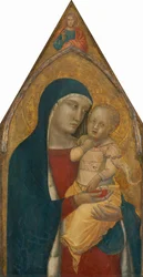 聖母子と祝福するキリスト[中パネル] 1340年頃（パネルにテンペラ、キャンバスに転写）