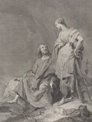 112 枚の聖なる版画のシリーズからのキリストと井戸でのサマリアの女., 1743-63