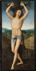 Saint Sebastian - ペルージーノ（1450年頃～1523年）作の「聖セバスチャン」。木に油彩。サイズ：174x88cmストックホルム国立博物館