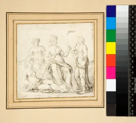 アテナと3人の女性(ペンと鉛筆)