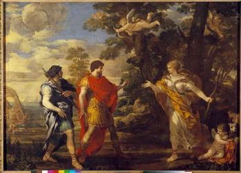 ピエール・ド・コルトーナ（Pietro Berrettini dit Pietro da Cortona（1596-1669））のエニー画に狩人としてのヴィーナスが登場。17世紀 日1,27x1,76 m