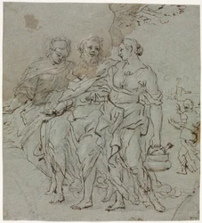 ロットアンドヒスドーターズスケッチfor Lot and His Daughters verso、1600s
