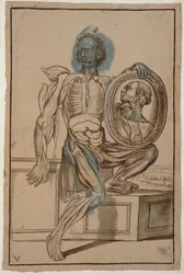 Ms Hunter 653 Plate V Anatomical Drawing、c.1610（紙に鉛筆とチョーク）