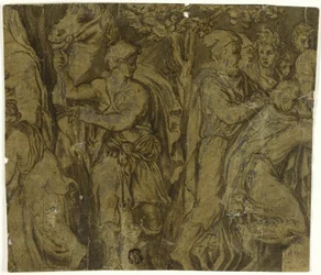 ニオベの物語馬を連れた若者たち