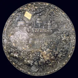 キングジョンIIIソビエキス（1624-96）Fortune Telling Shield（iron＆silver gilt）