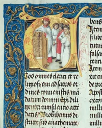 エラスムス・チオウェク司教の司教儀式書より「神学生の司祭叙階」、1510年頃