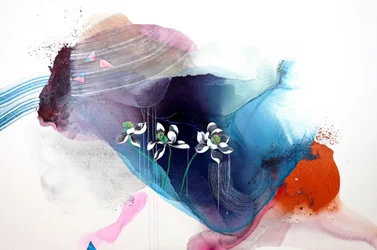 穏やかな花の抽象画