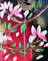鮮やかなマグノリアの花