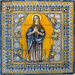 聖母マリア - Azulejos de Lisbon (ポルトガル) 1650-1675 (聖母マリア、タイル、リスボン)