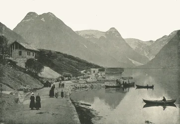 ムンダル、Fjaerlandsfjorden、ソグン、ノルウェー、1895年。