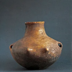 先史時代、リナルドネ（モンテフィアスコーネ）の文化：リナルドネのネクロポリスから出土したテラコッタ製の花瓶。銅の時代。新石器時代。紀元前2200年。ローマ、国立先史時代・民族誌博物館ルイジ・ピゴリーニ。