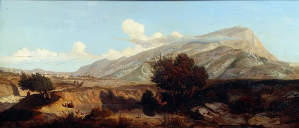 南のマキの聖なる山の勝利の風景の眺め。 プロスパー ジョセフ グレシー (1804-1874) の絵画 19 世紀 エクス アン プロヴァンス、グラネ美術館