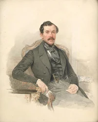 Maximilien de Leuchtenberg, mecene et mineralogiste - Maximilian de Beauharnais, 3rd Duke of Leuchtenberg (1817-1852) の肖像 - Pyotr Fyodorovich Sokolov (1791-1848).厚紙に水彩画 寸法：25x21cm 個人蔵